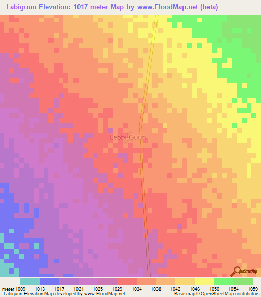 Labiguun,Somalia Elevation Map