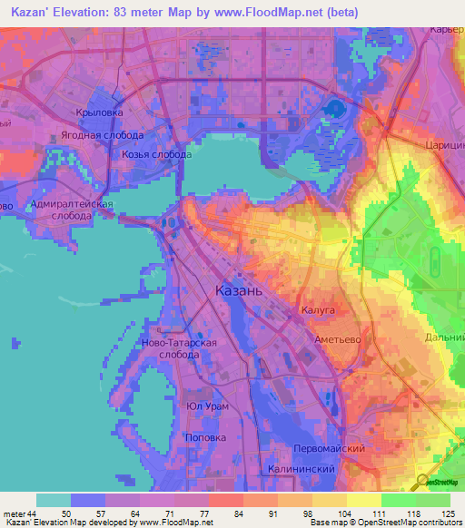 Kazan',Russia Elevation Map