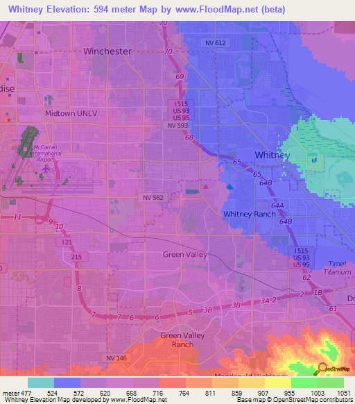 Whitney,US Elevation Map
