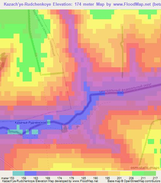 Kazach'ye-Rudchenkoye,Ukraine Elevation Map