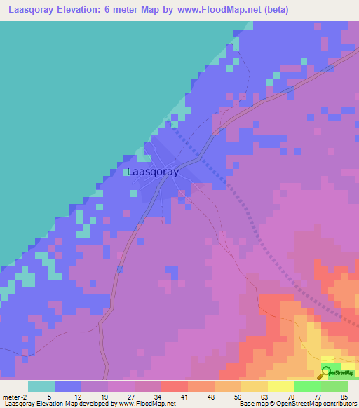 Laasqoray,Somalia Elevation Map