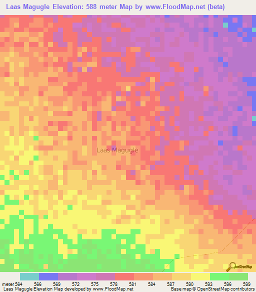 Laas Magugle,Somalia Elevation Map