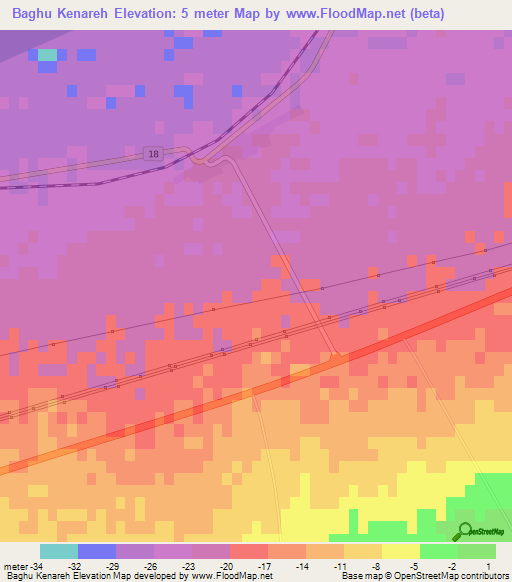Baghu Kenareh,Iran Elevation Map