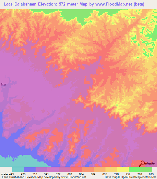 Laas Dalabshaan,Somalia Elevation Map