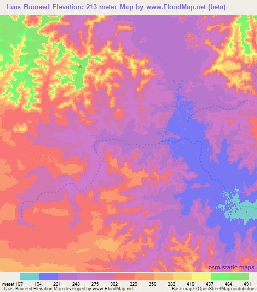 Laas Buureed,Somalia Elevation Map