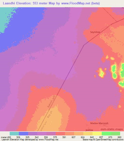 Laandhi,Somalia Elevation Map