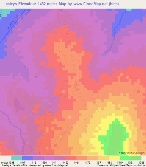 Laaleys,Somalia Elevation Map