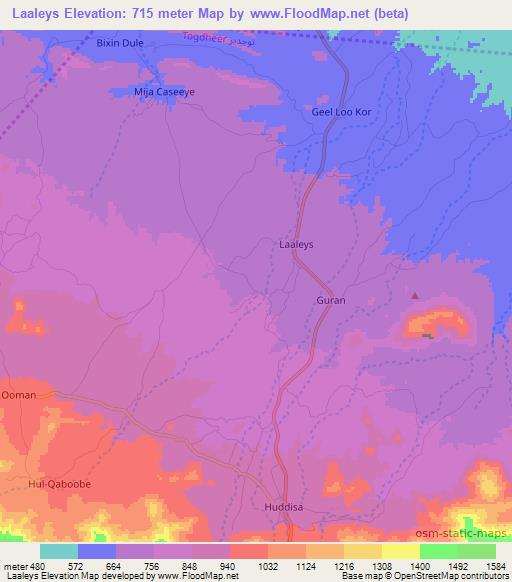 Laaleys,Somalia Elevation Map