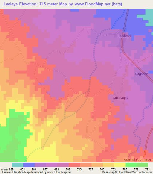 Laaleys,Somalia Elevation Map