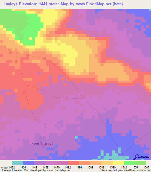 Laaleys,Somalia Elevation Map