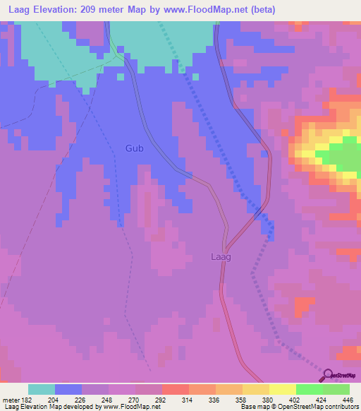 Laag,Somalia Elevation Map