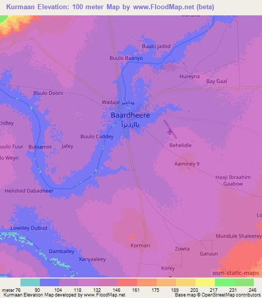 Kurmaan,Somalia Elevation Map