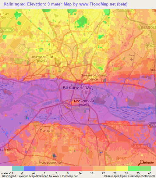 Kaliningrad,Russia Elevation Map