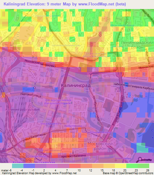 Kaliningrad,Russia Elevation Map