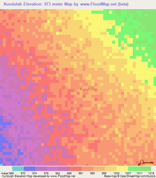 Kundulah,Somalia Elevation Map