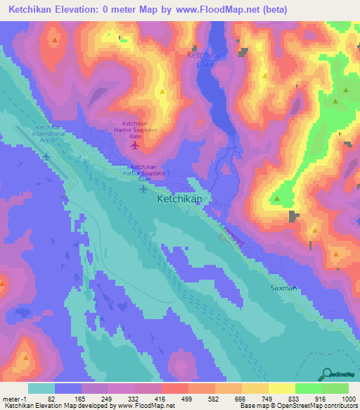 Elevation of Ketchikan,US Elevation Map, Topography, Contour