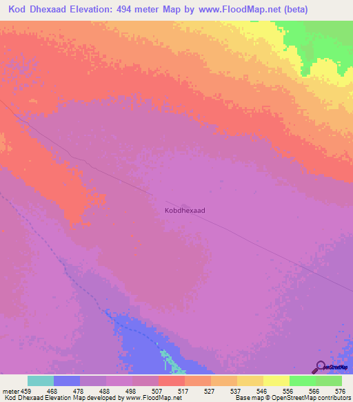 Kod Dhexaad,Somalia Elevation Map