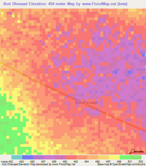 Kod Dhexaad,Somalia Elevation Map