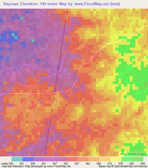 Kaynaan,Somalia Elevation Map