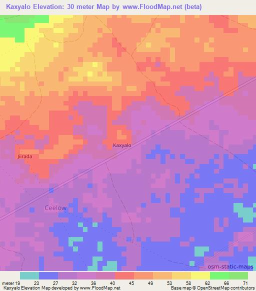 Kaxyalo,Somalia Elevation Map