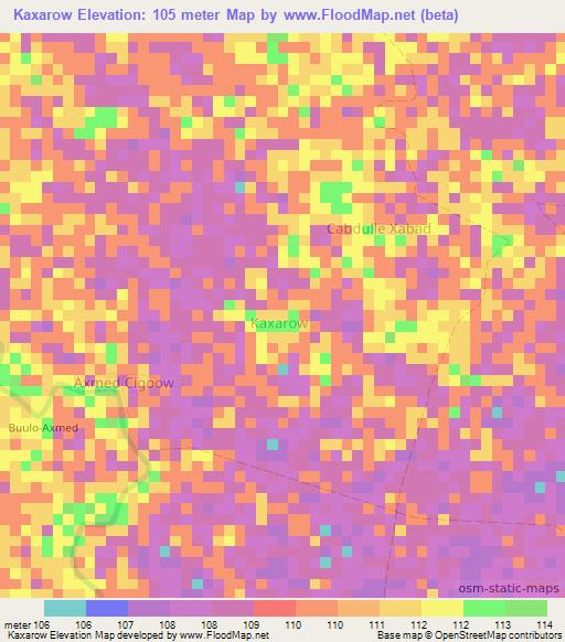 Kaxarow,Somalia Elevation Map
