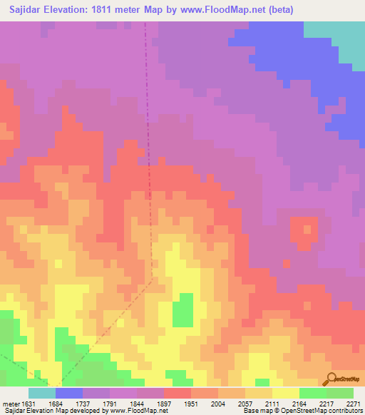 Sajidar,Iran Elevation Map