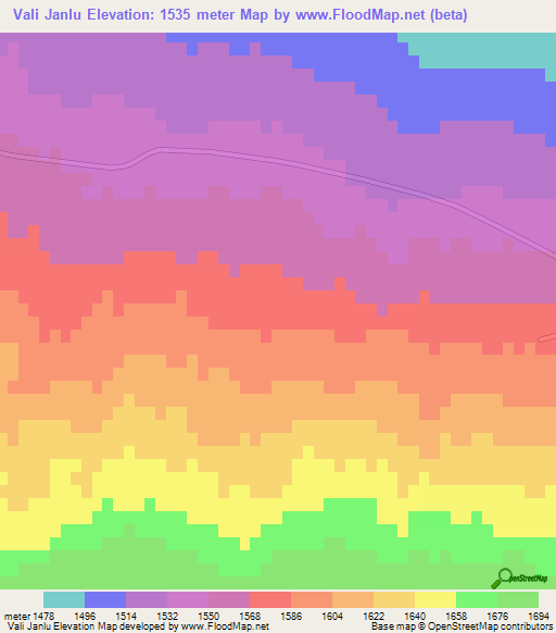 Vali Janlu,Iran Elevation Map