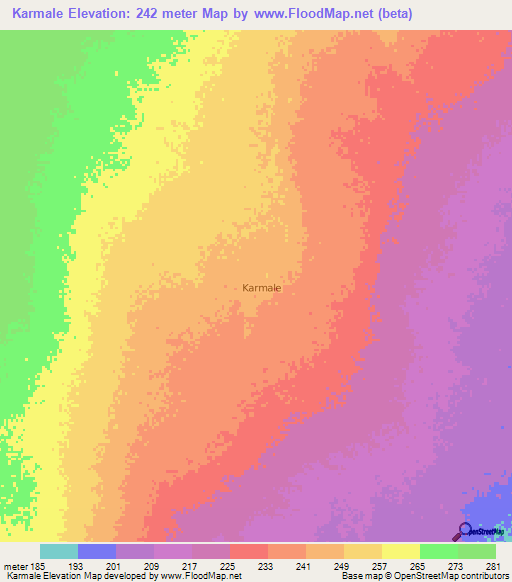 Karmale,Somalia Elevation Map