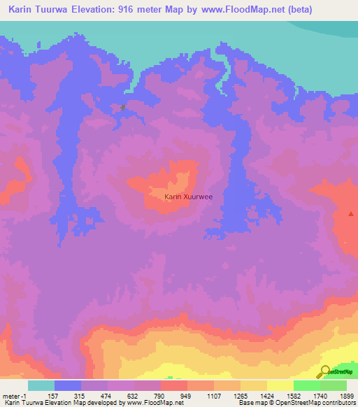 Karin Tuurwa,Somalia Elevation Map