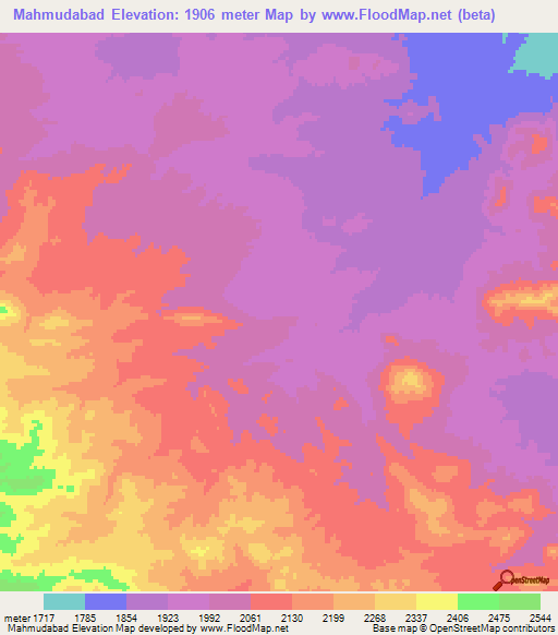 Mahmudabad,Iran Elevation Map
