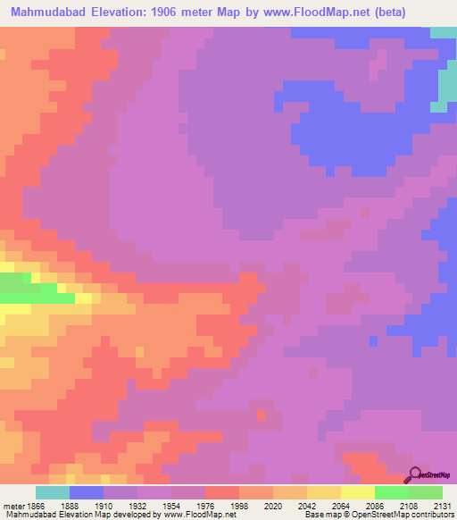 Mahmudabad,Iran Elevation Map