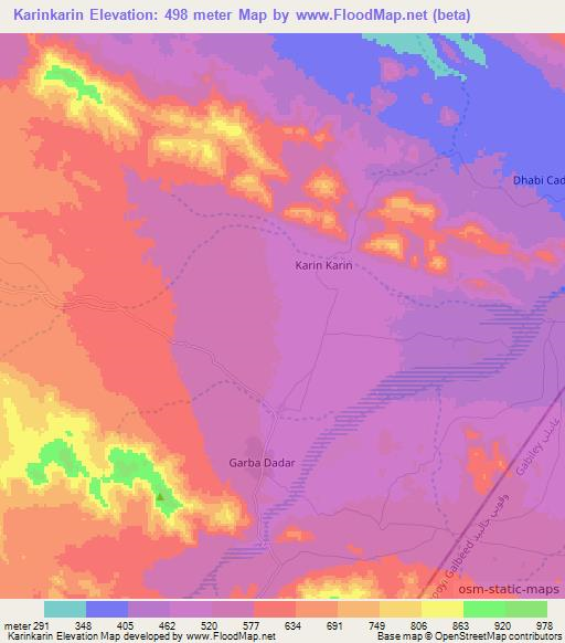 Karinkarin,Somalia Elevation Map