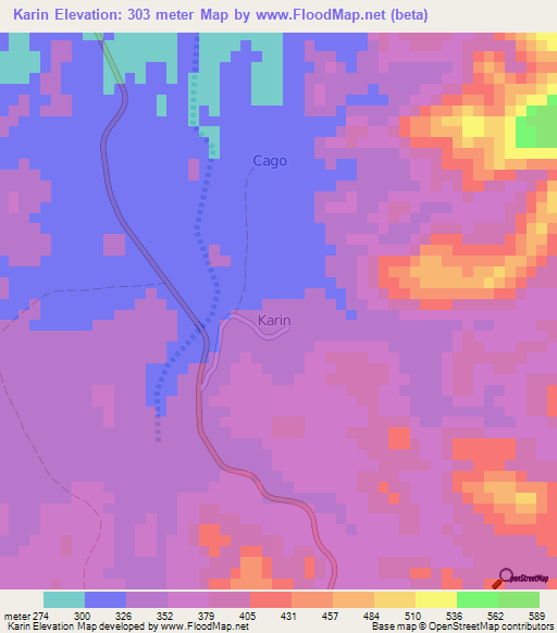 Karin,Somalia Elevation Map