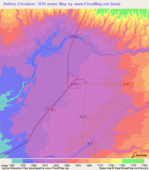 Elevation of Ashton,US Elevation Map, Topography, Contour