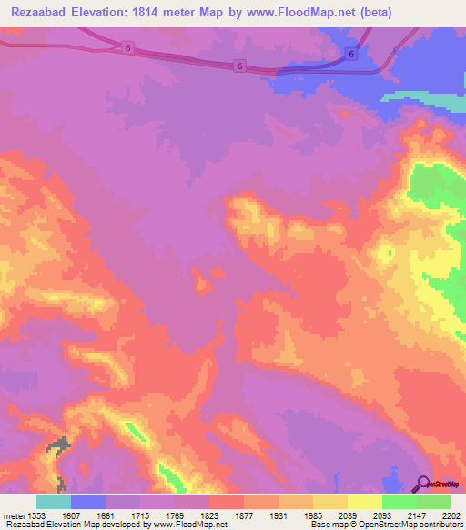 Rezaabad,Iran Elevation Map