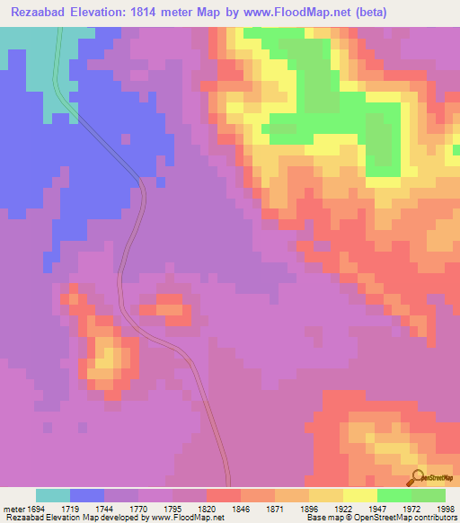 Rezaabad,Iran Elevation Map