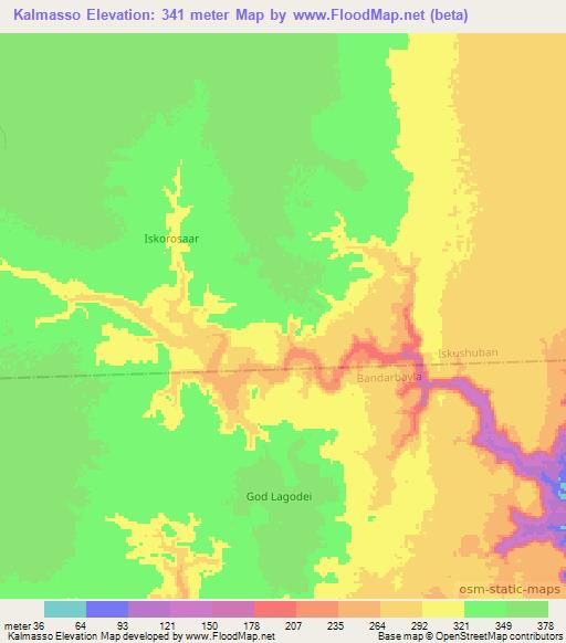 Kalmasso,Somalia Elevation Map