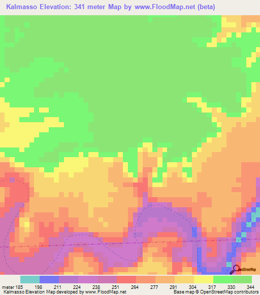 Kalmasso,Somalia Elevation Map