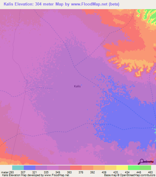 Kalis,Somalia Elevation Map