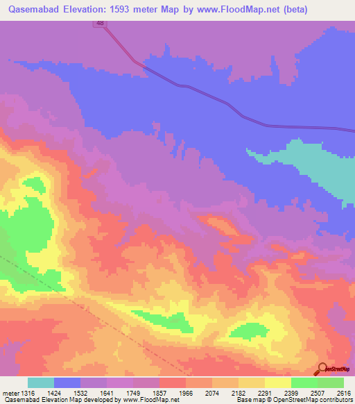 Qasemabad,Iran Elevation Map