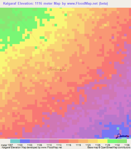 Kalgaraf,Somalia Elevation Map