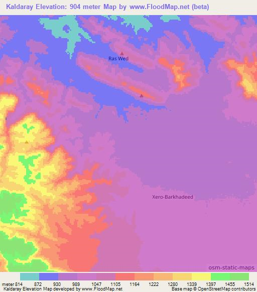 Kaldaray,Somalia Elevation Map