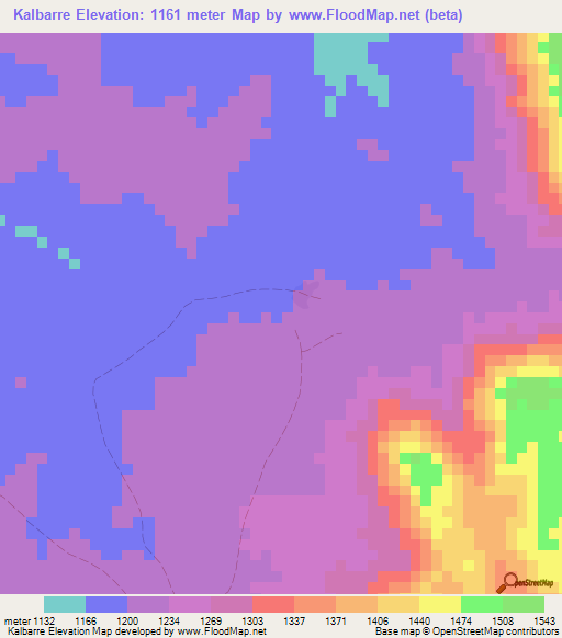 Kalbarre,Somalia Elevation Map