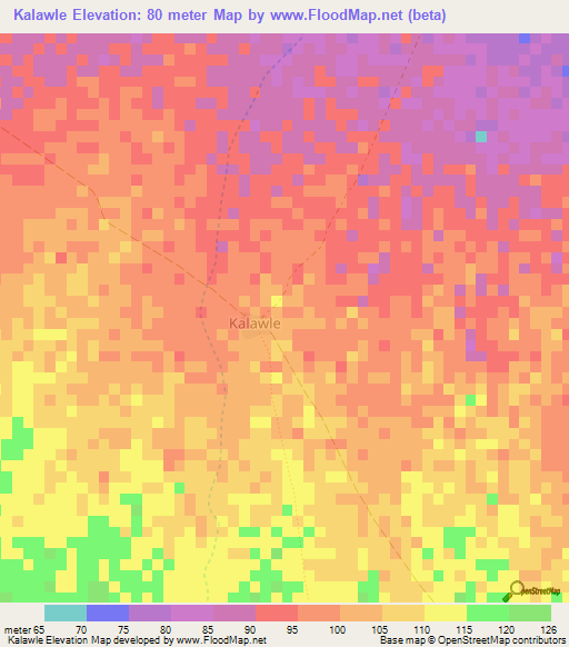 Kalawle,Somalia Elevation Map