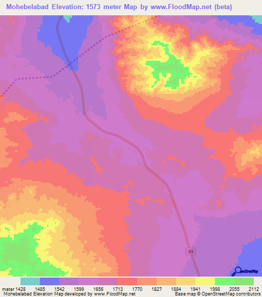 Mohebelabad,Iran Elevation Map