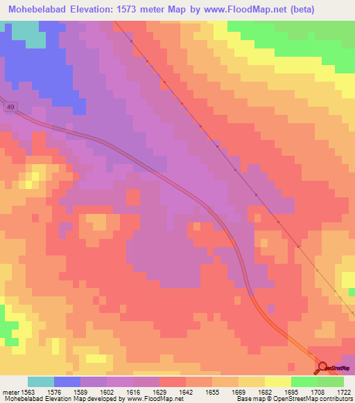 Mohebelabad,Iran Elevation Map