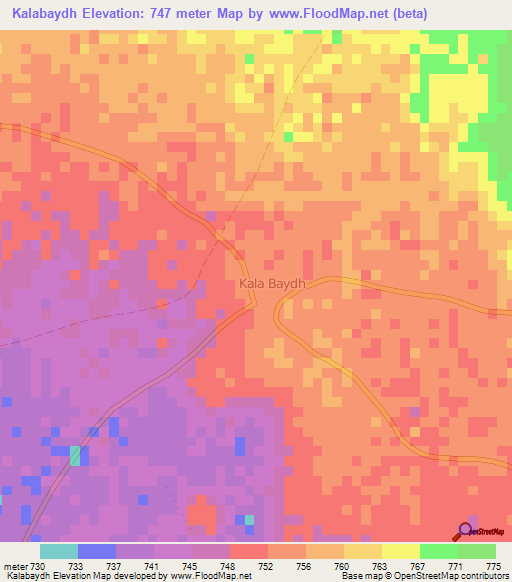 Kalabaydh,Somalia Elevation Map