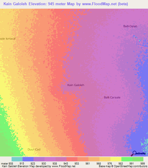 Kain Galoleh,Somalia Elevation Map