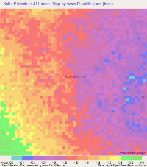 Kaiin,Somalia Elevation Map