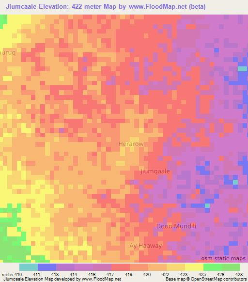 Jiumcaale,Somalia Elevation Map